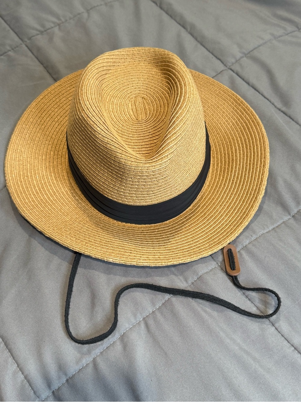 Furtalk Women's Straw Fedora Hat with Black Band and Chin Cord